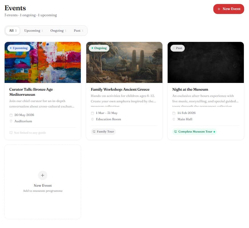 Museoo — Events listing